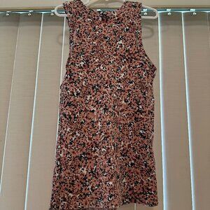 Pink Floral Sleeveless Tee Shirt- Medium